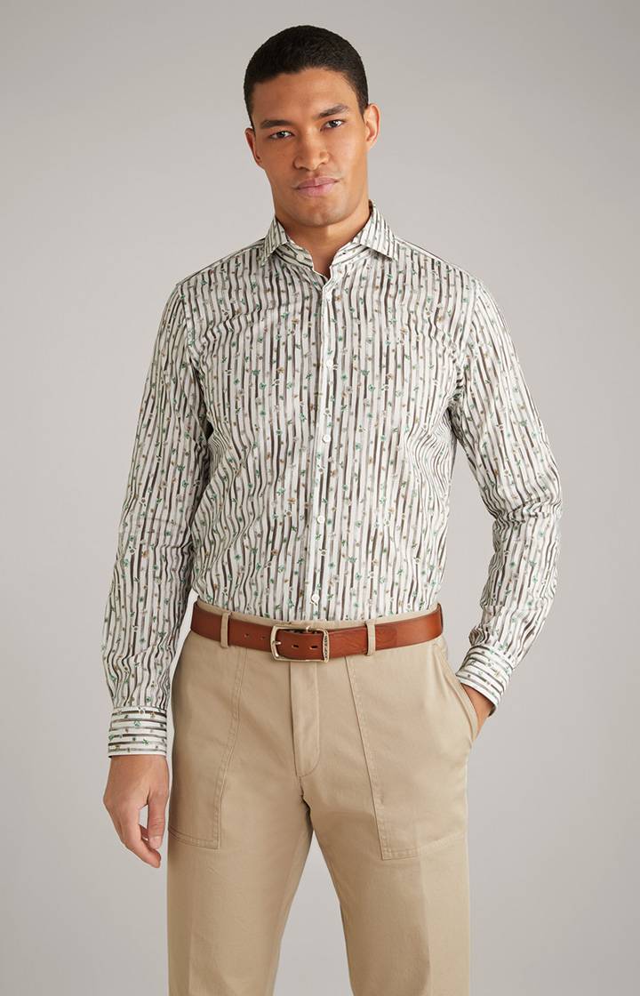 Joop Hemd Pai in Offwhite/Hellgrün/Braun gemustert Fabrikverkauf