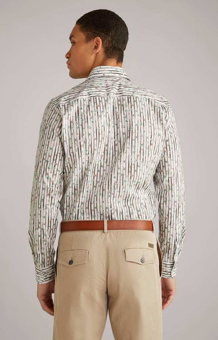 Joop Hemd Pai in Offwhite/Hellgrün/Braun gemustert Fabrikverkauf