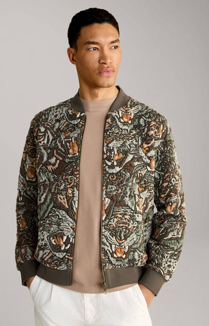 Joop Collegejacke Danger in Grün/Braun gemustert Saisonschlussverkauf