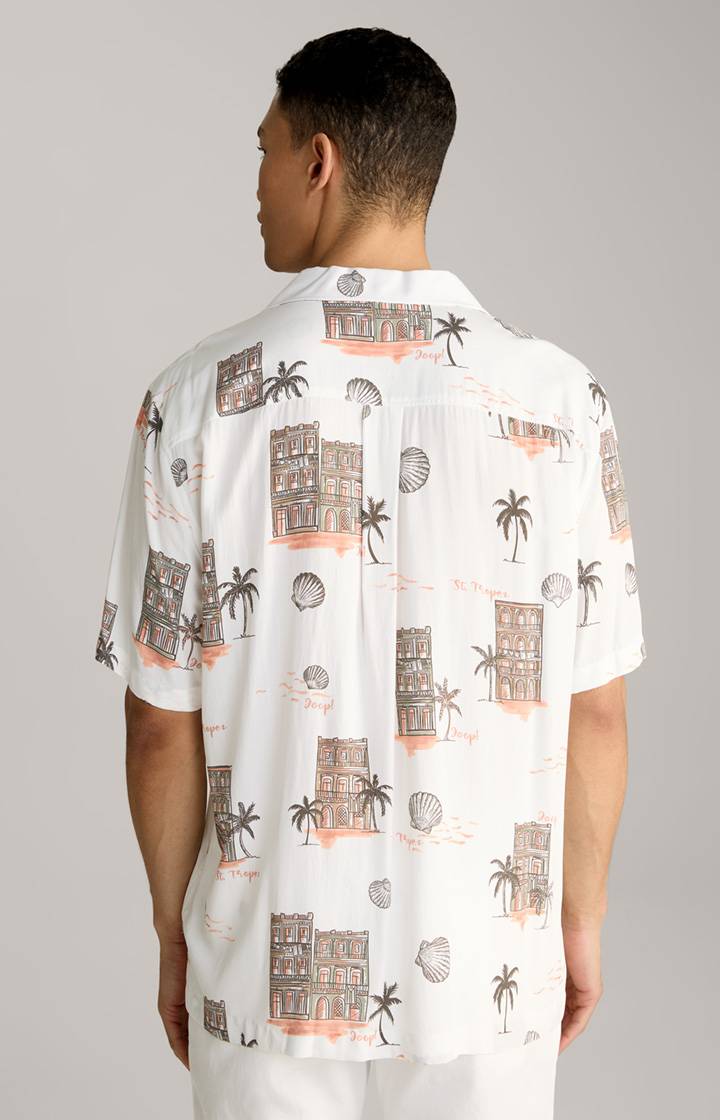 Joop Viskose-Hemd Kawai in Offwhite/Braun/Rot gemustert Vierteljährliche Förderung
