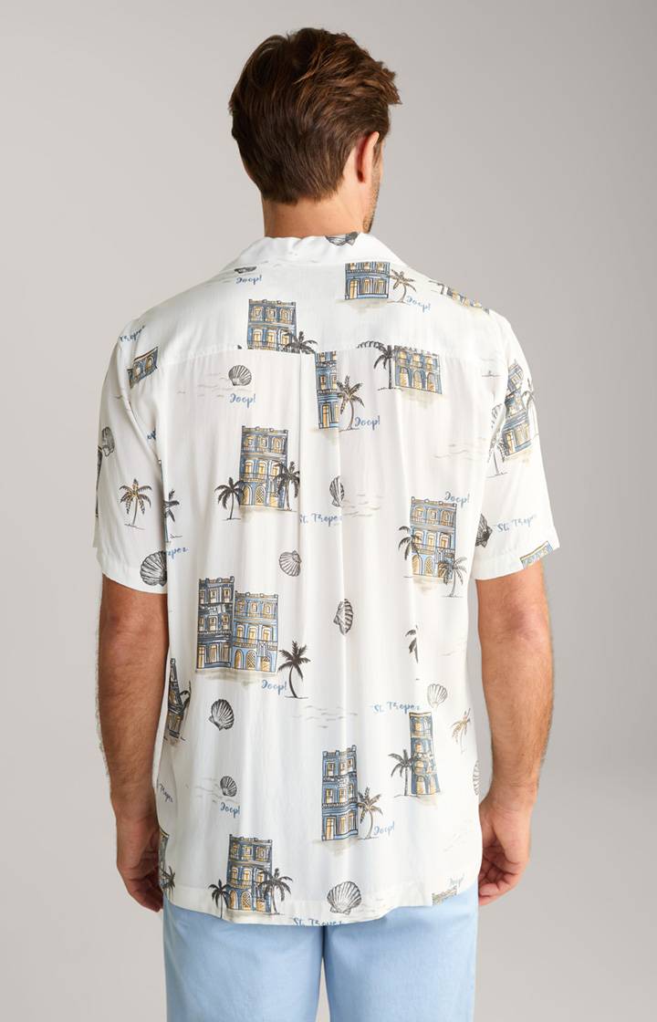Joop Viskose-Hemd Kawai in Offwhite/Blau/Gelb gemustert Begrenzt auf 3 Tage