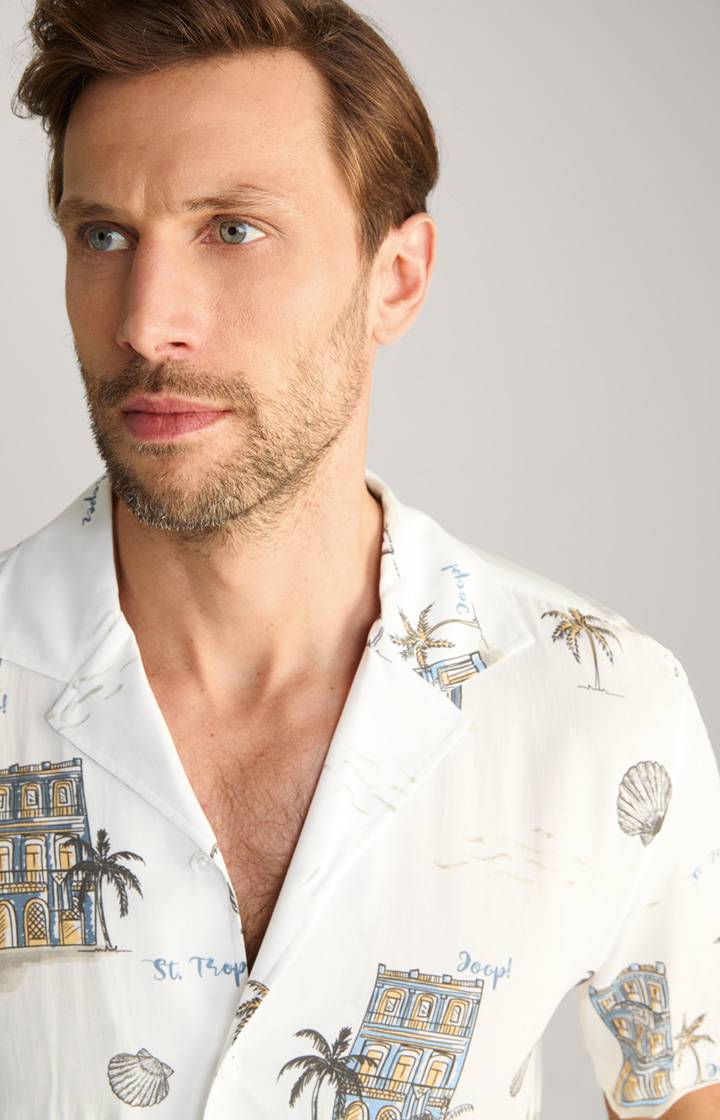 Joop Viskose-Hemd Kawai in Offwhite/Blau/Gelb gemustert Begrenzt auf 3 Tage
