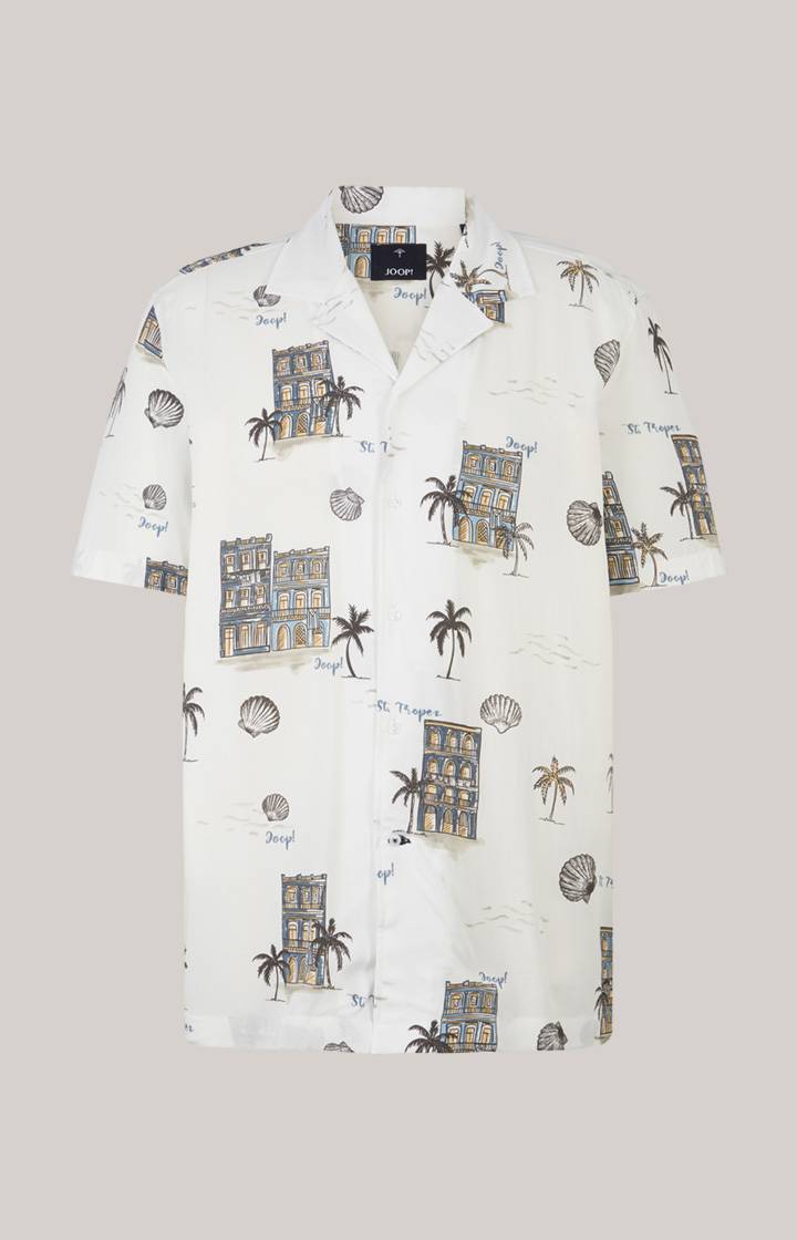 Joop Viskose-Hemd Kawai in Offwhite/Blau/Gelb gemustert Begrenzt auf 3 Tage