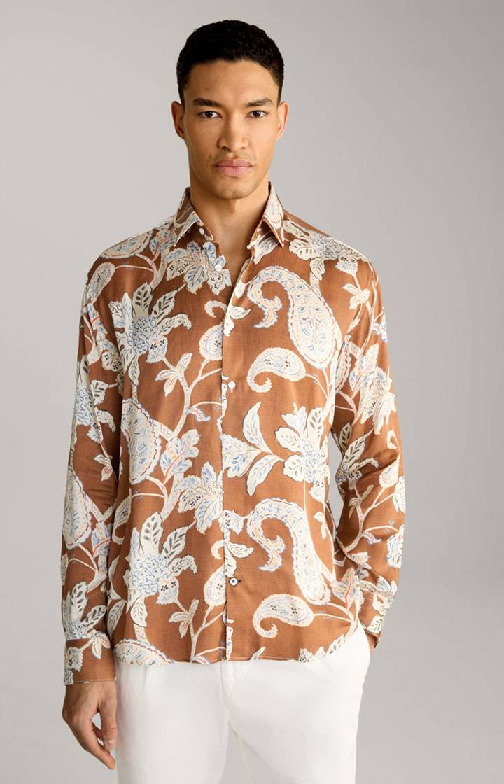 Joop Viskose-Hemd Matty in Kupfer/Ecru Flash Sale