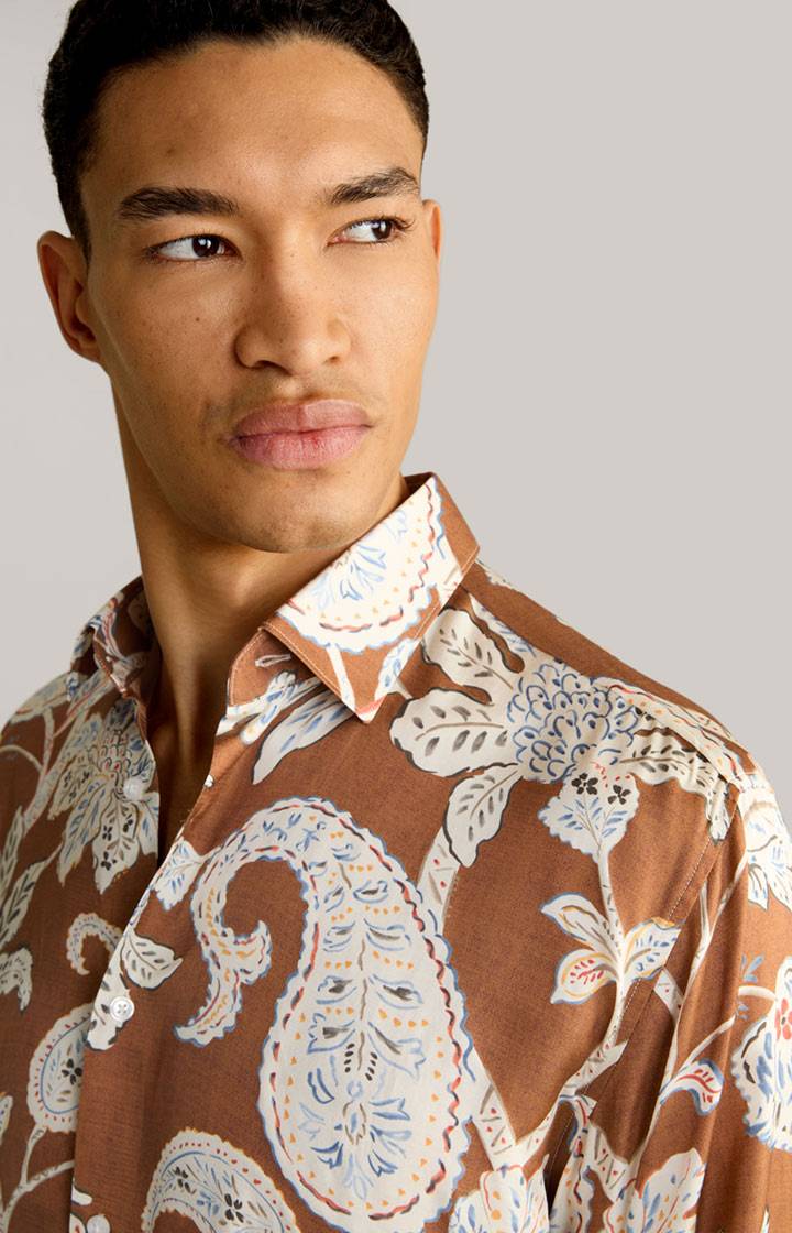 Joop Viskose-Hemd Matty in Kupfer/Ecru Flash Sale