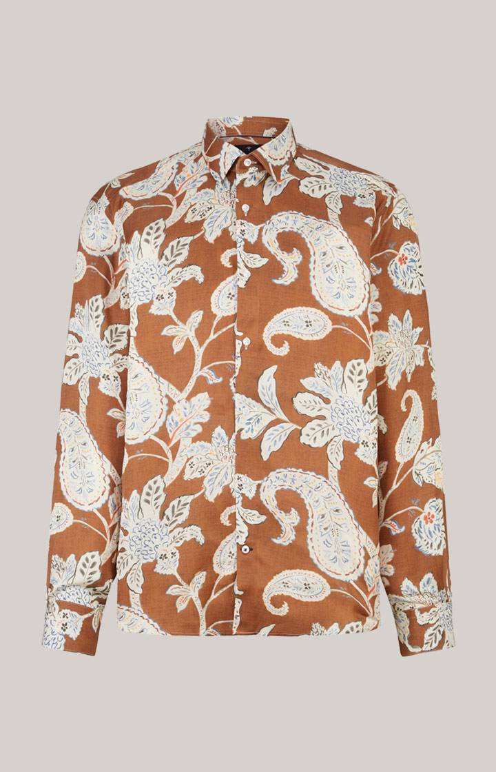 Joop Viskose-Hemd Matty in Kupfer/Ecru Flash Sale