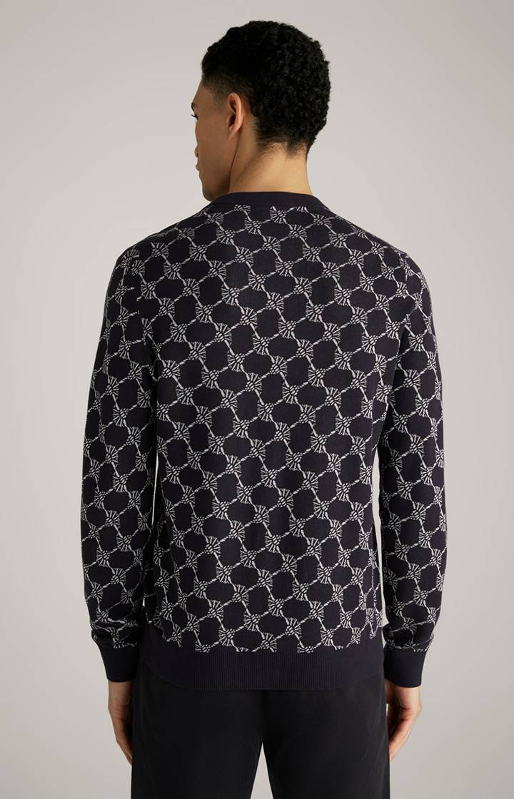 Joop Cornflower-Pullover Ravon in Navy gemustert Im Verkauf