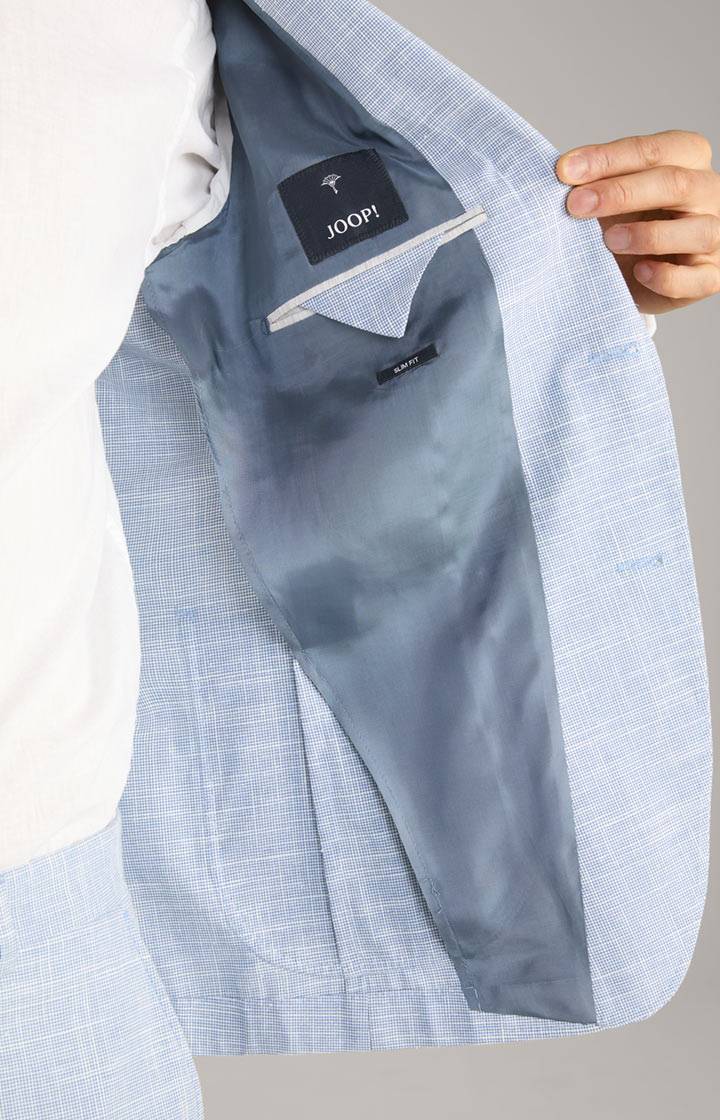 Joop Leinenmix-Sakko Hoverest in Blau/Weiß gemustert Online Outlet