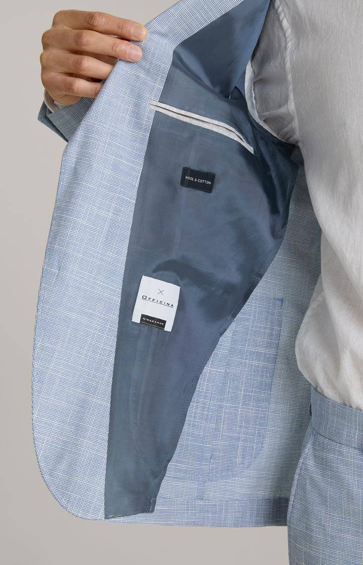 Joop Leinenmix-Sakko Hoverest in Blau/Weiß gemustert Online Outlet
