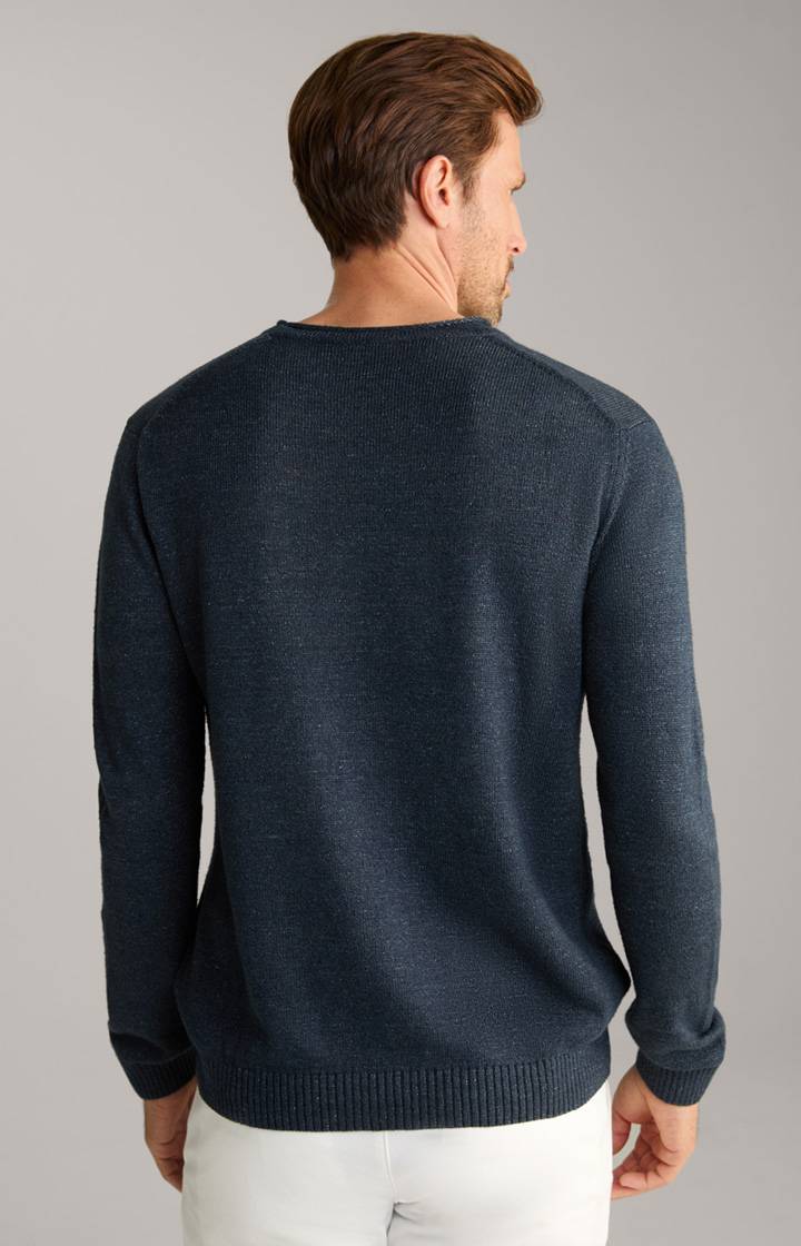 Joop Leinenmix-Pullover Mendor in Navy Im Verkauf