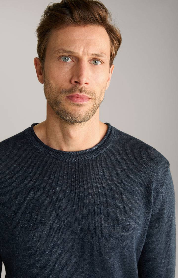 Joop Leinenmix-Pullover Mendor in Navy Im Verkauf
