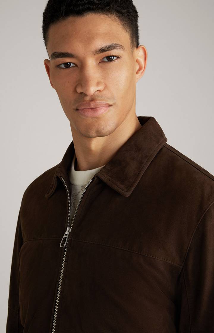 Joop Ziegenvelours-Lederjacke Laup in Dunkelbraun Super Sparpreis