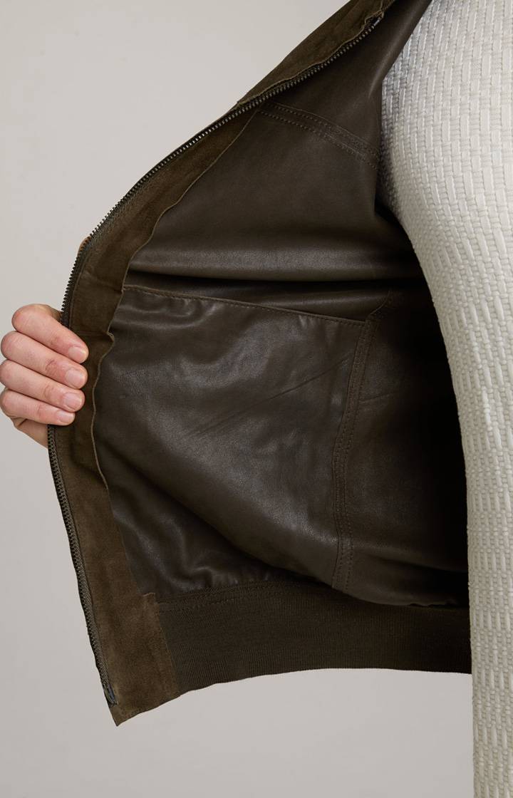 Joop Ziegenvelours-Lederjacke Pios in Oliv Wochenangebot
