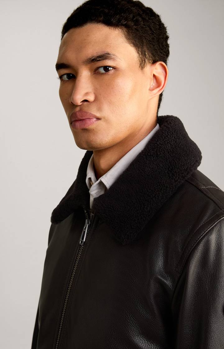 Joop Lederjacke Mesh in Dunkelbraun Günstiger Verkauf