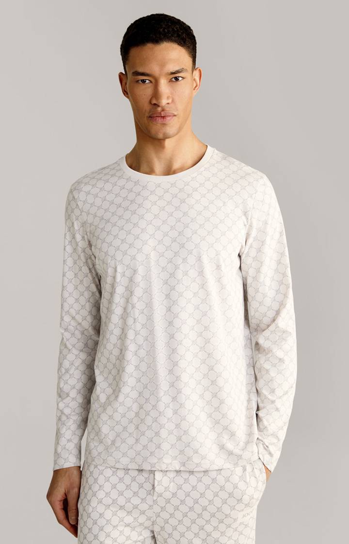 Joop Loungewear Longsleeve in Offwhite/Grau gemustert Online Shopping