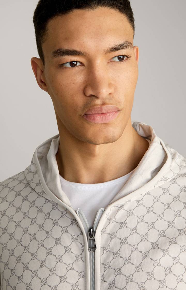 Joop Loungewear Sweatjacke in Offwhite/Grau gemustert Preisnachlass