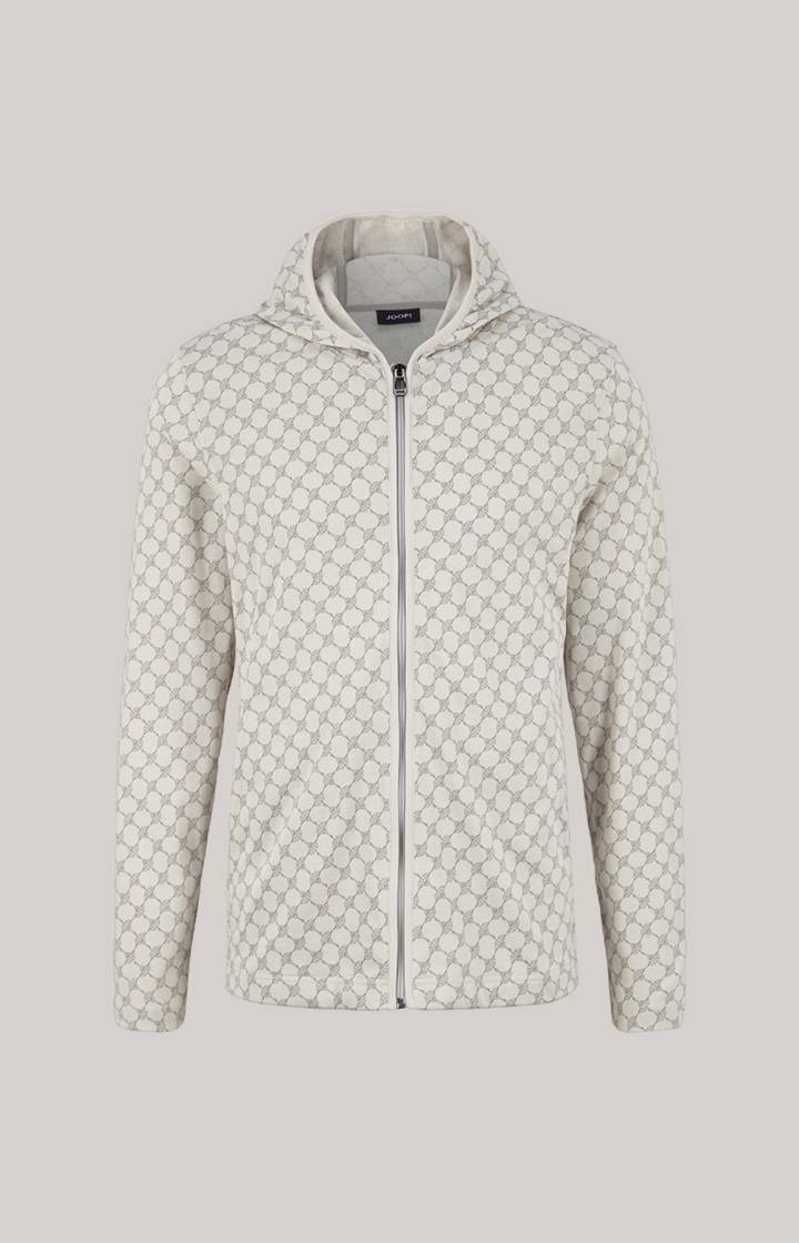 Joop Loungewear Sweatjacke in Offwhite/Grau gemustert Preisnachlass