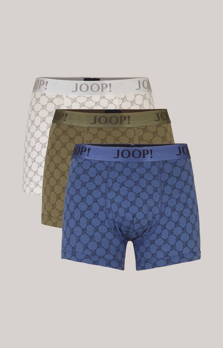 Joop 3-er Pack Boxer in Oliv/Weiß/Blau gemustert Exklusive Angebote