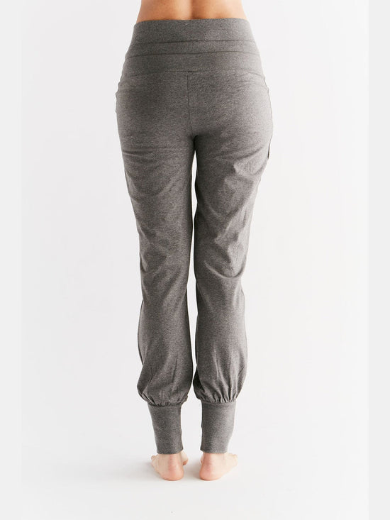 Leela Cotton 1811-01 | Damen Yogahose mit Umschlagbund - Anthrazit-Melange Sonderangebote