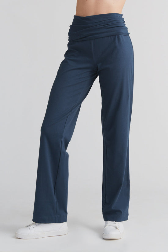 Leela Cotton 1726-048 | Damen Hose mit Umschlagbund - Navy Riesige Ersparnisse