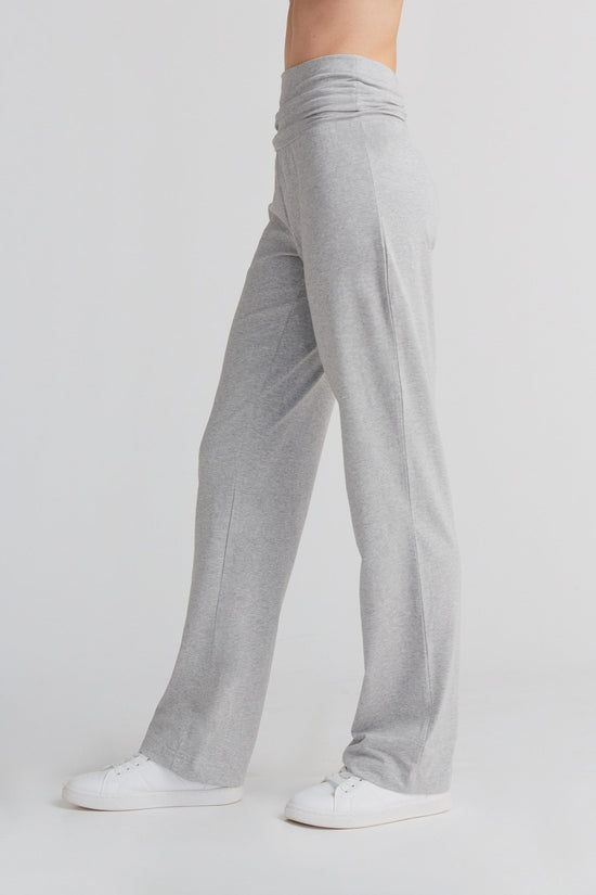 Leela Cotton 1726-047 | Damen Hose mit Umschlagbund - Grau-Melange VIP-Rabatte