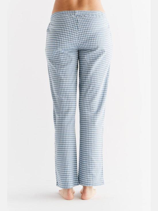 Leela Cotton 1455-03 | Damen Homewear-Hose kariert - Denimblau-Natur Tiefpreis
