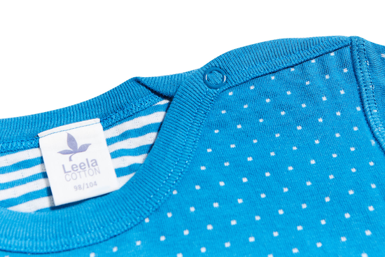 Leela Cotton 2650BW | Baby Wendelangarmshirt - Saphirblau-Naturweiss Kostenlose Rückgabe