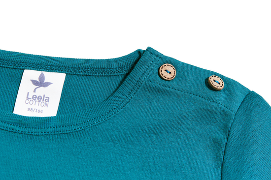 Leela Cotton 2065 | Baby Basic Langarmshirt - Ozeanblau Letzte 3 Tage