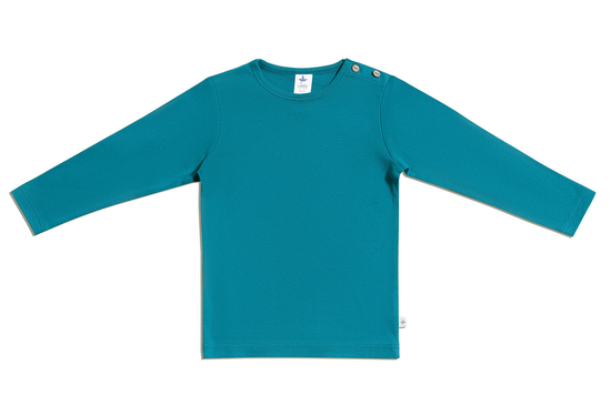 Leela Cotton 2065 | Baby Basic Langarmshirt - Ozeanblau Letzte 3 Tage