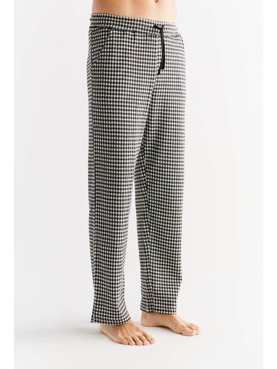Leela Cotton 2455-01 | Herren Homewear Hose kariert - Schwarz/Grau/Natur Sonderangebot der Fabrik