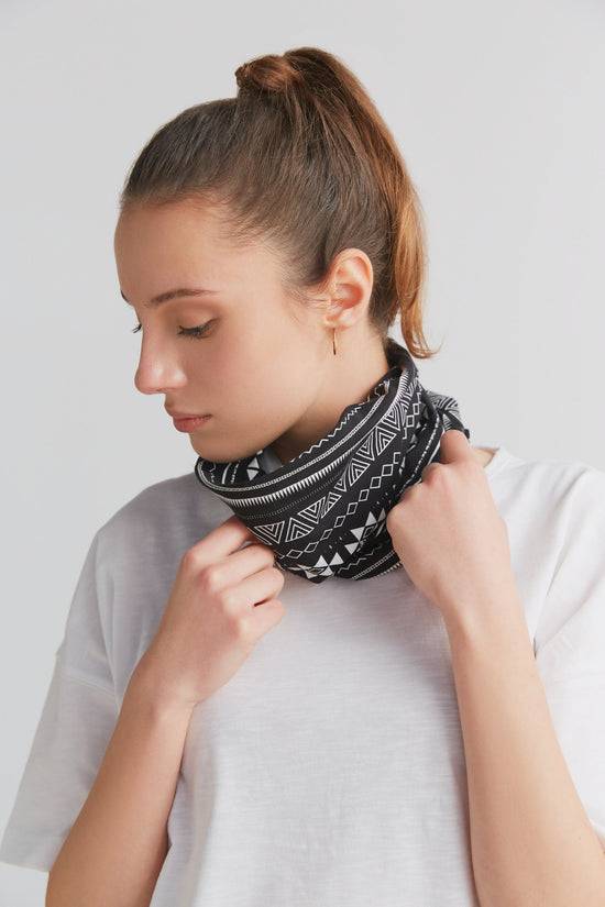 Leela Cotton 9625-046 | Unisex Schlauchschal - Schwarz-Weiss Vierteljährliche Förderung