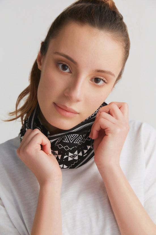 Leela Cotton 9625-046 | Unisex Schlauchschal - Schwarz-Weiss Vierteljährliche Förderung