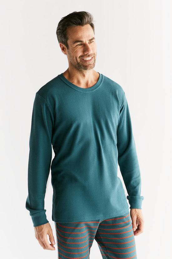 Leela Cotton 2208-063 | Waffel Strick Herren Langarmshirt - Tanne Discount Store für neue Produkte
