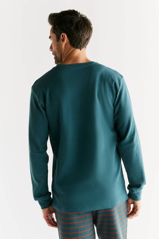 Leela Cotton 2208-063 | Waffel Strick Herren Langarmshirt - Tanne Discount Store für neue Produkte