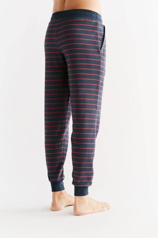 Leela Cotton 2454-049 | Waffel Strick Herrenhose - Indigo/Rosarot Nur noch ein Tag übrig