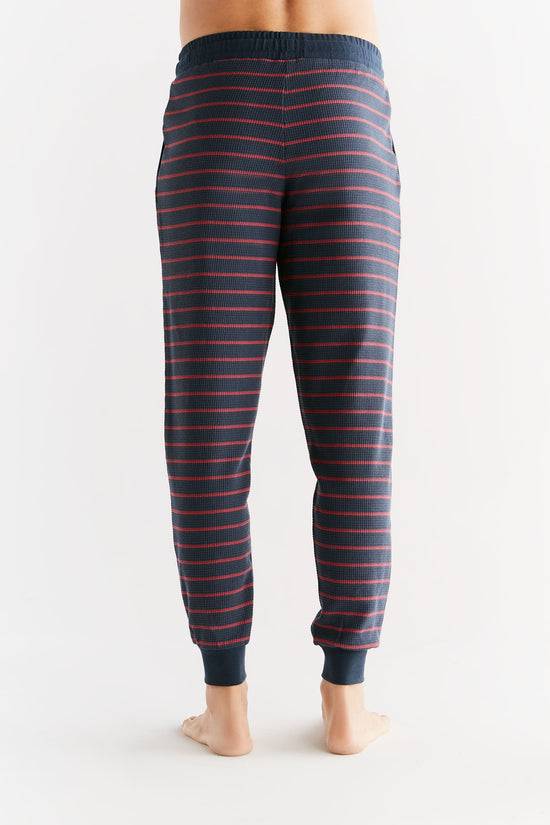 Leela Cotton 2454-049 | Waffel Strick Herrenhose - Indigo/Rosarot Nur noch ein Tag übrig