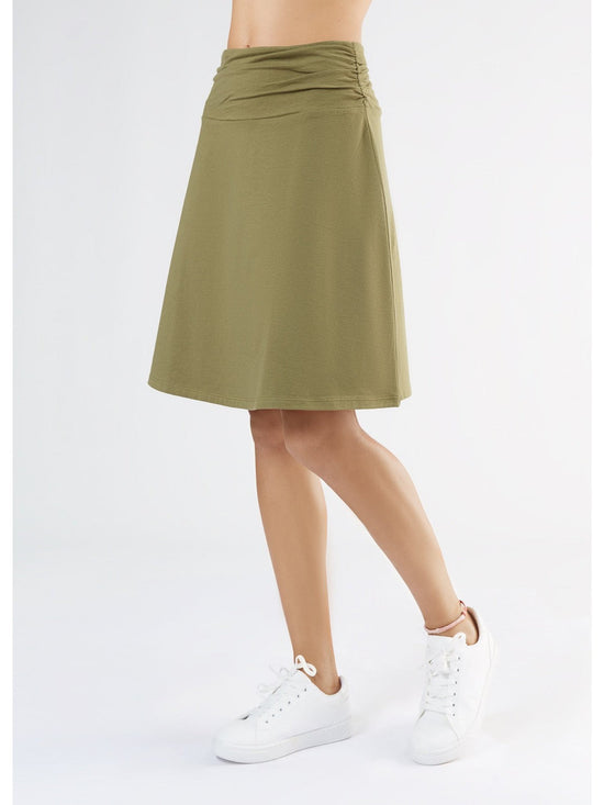 Leela Cotton 1418-041 | Rock A-Linie mit Komfortbund - Oliv Angebote