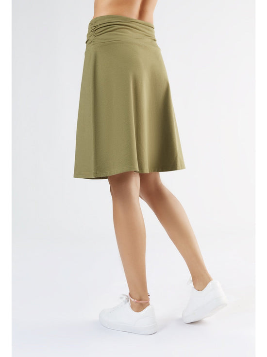 Leela Cotton 1418-041 | Rock A-Linie mit Komfortbund - Oliv Angebote