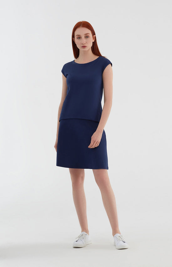Leela Cotton 1418-02 | Rock A-Linie mit Komfortbund - Admiralblau im Angebot