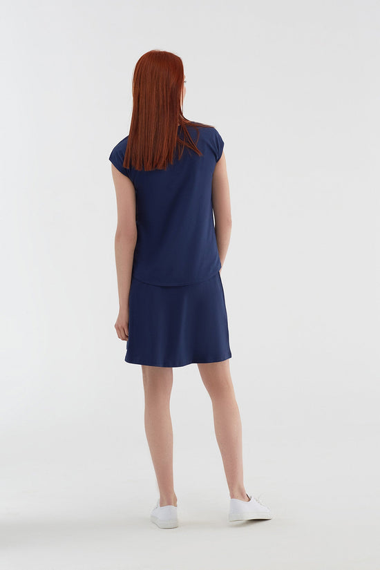 Leela Cotton 1418-02 | Rock A-Linie mit Komfortbund - Admiralblau im Angebot