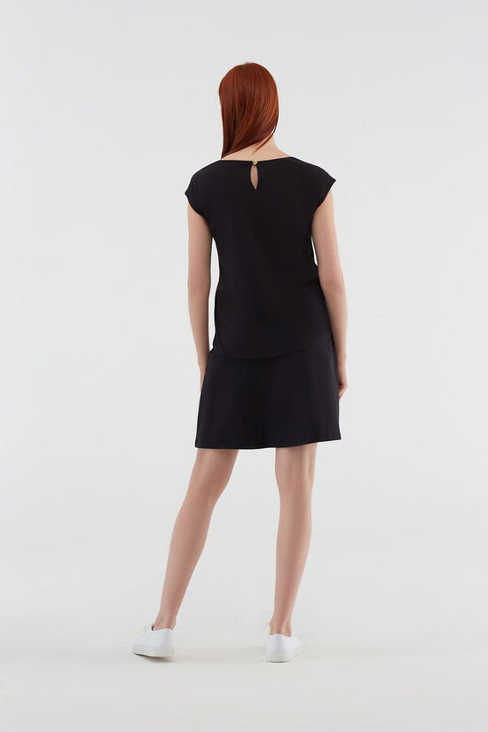 Leela Cotton 1418-01 | Rock A-Linie mit Komfortbund - Schwarz Schlussverkauf