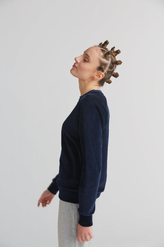 Leela Cotton 1277-045 | Damen Nickysweatshirt - Nachtblau Günstiger Verkauf