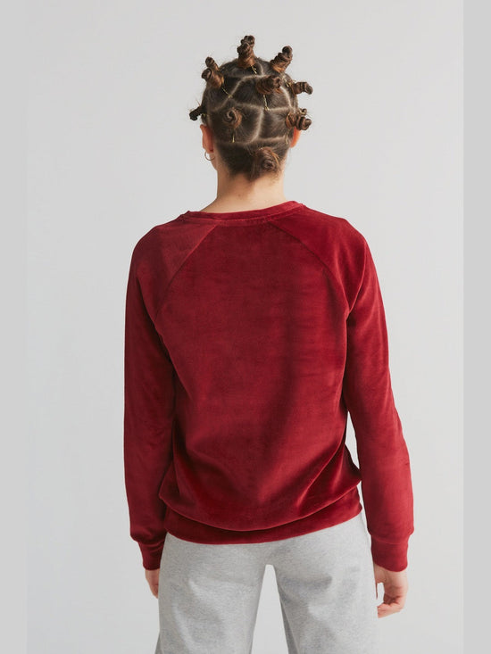 Leela Cotton 1277-030 | Damen Nickysweatshirt - Bordeaux Fabrikverkauf