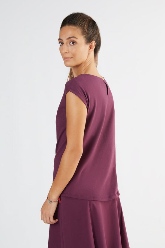 Leela Cotton 1261-028 | Damen Blusen-Shirt - Aubergine Meist gekauft