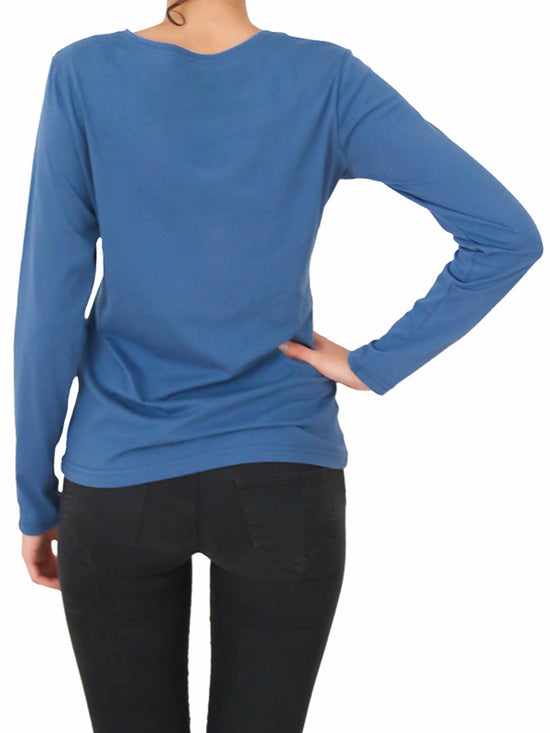 Leela Cotton 1251-05 | Damen Langarmshirt - Denimblau Kostenloser Versand