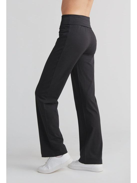 Leela Cotton 1726-021 | Damen Hose mit Umschlagbund - Schwarz Sonderangebot