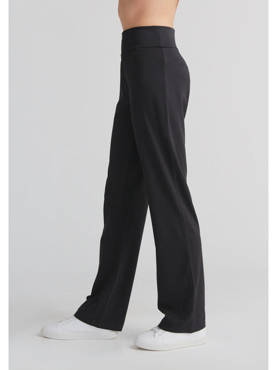 Leela Cotton 1726-021 | Damen Hose mit Umschlagbund - Schwarz Sonderangebot