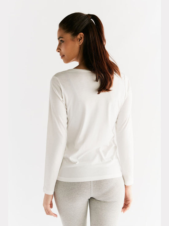 Leela Cotton 1251-01 | Damen Langarmshirt - Naturweiss Rabatt