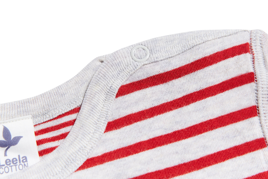 Leela Cotton 2460 | Baby Wendelangarmshirt - Grau-Ziegelrot Heißer Verkauf