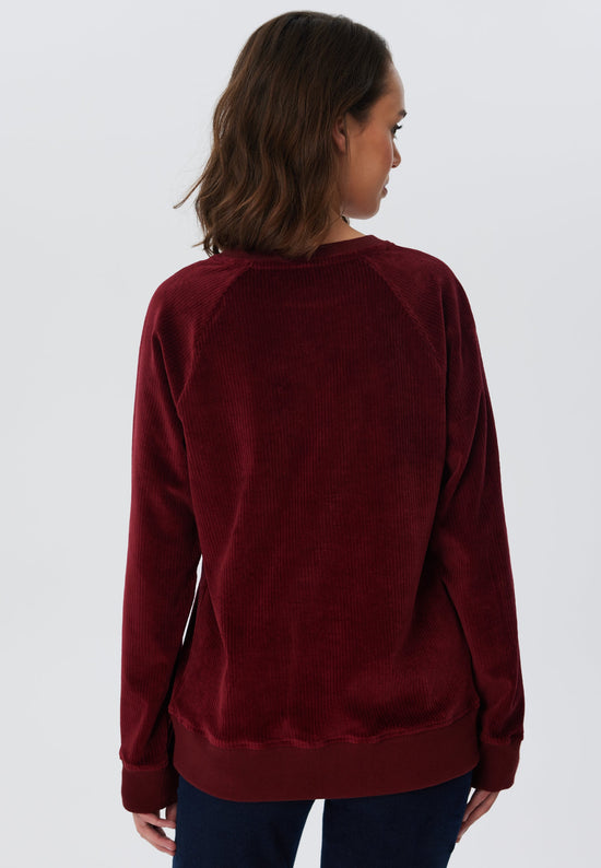 Leela Cotton 1278-030 | Damen Cord Sweatshirt - Bordeaux Neuheiten
